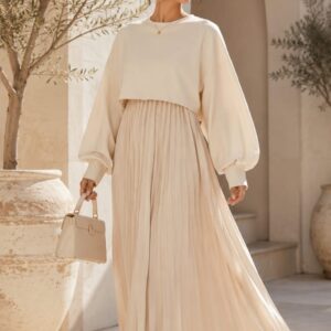 MAXI DRESS WITH KNITED CROP TOP