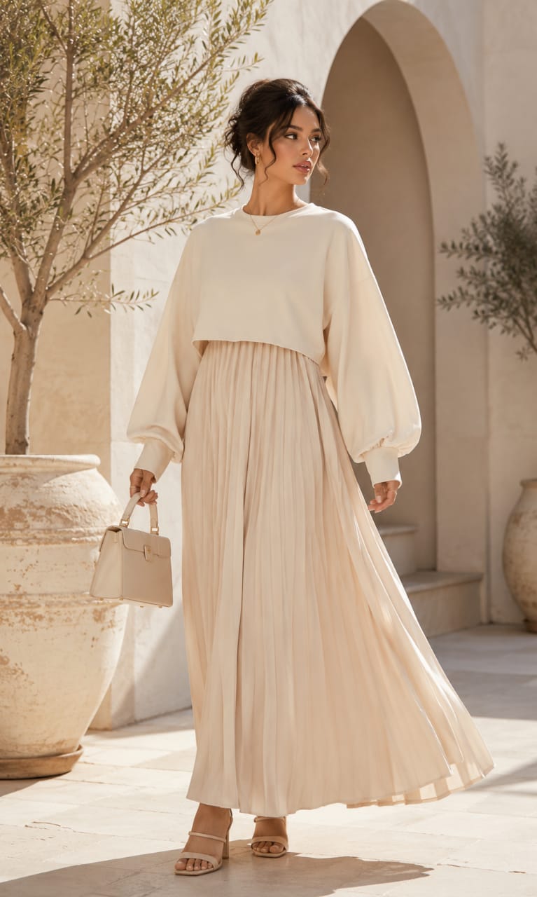 MAXI DRESS WITH KNITED CROP TOP