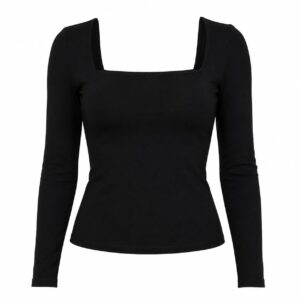 Black square neck top